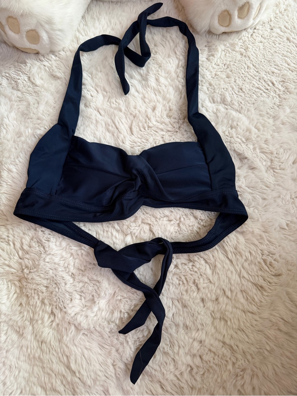Navy Halter Bikini Top with Twist Detail size small